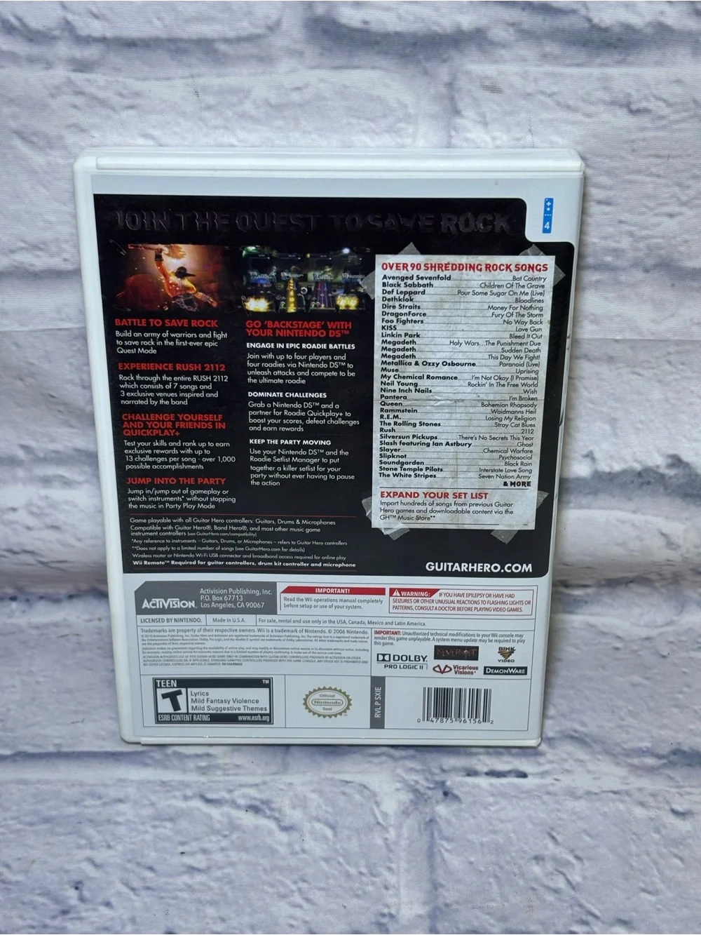 Guitar Hero: Warriors of Rock (Nintendo Wii, 2010) CIB